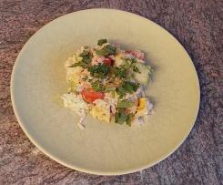 Reis - Salat - mit Omelettstreifen