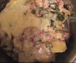 Kartoffel-Spinat-Speck-Auflauf