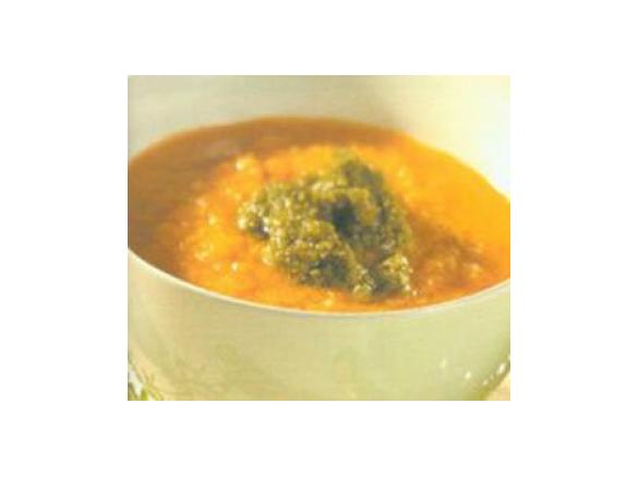 Minestrone mit Kräuterpesto und Putenbrust