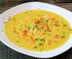 Süßkartoffel-Curry-Reis Suppe