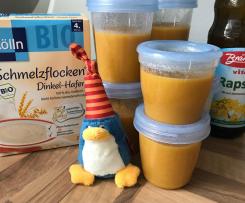 vegetarischer Babybrei mit Kartoffel, Karotte, Fenchel und Dinkel Haferflocken ab dem 4 Monat