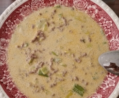 Käse-Lauch Suppe mit Hackfleisch