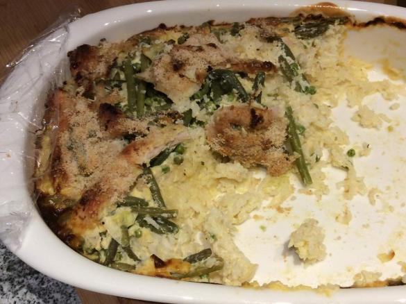 Pute- Bohnen-Erbsen-Auflauf