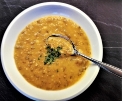Linsensuppe, fast vegetarisch, ohne Zwiebel