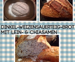 Feierabendbrot * Dinkel-Weizensauerteig-Brot mit Lein- & Chiasamen