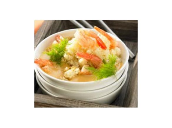 Garnelen-Couscous mit Meeresfrüchtecreme