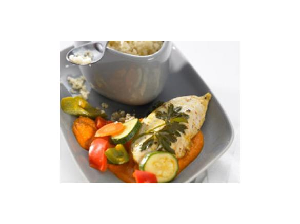 Marinierte Hähnchenbrust mit Sommergemüse und Couscous