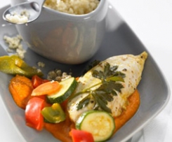 Marinierte Hähnchenbrust mit Sommergemüse und Couscous