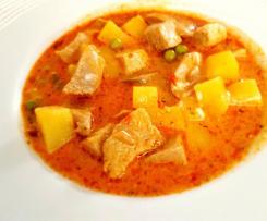 Champignon – Kartoffelsuppe mit Putenfleisch und Frischkäse