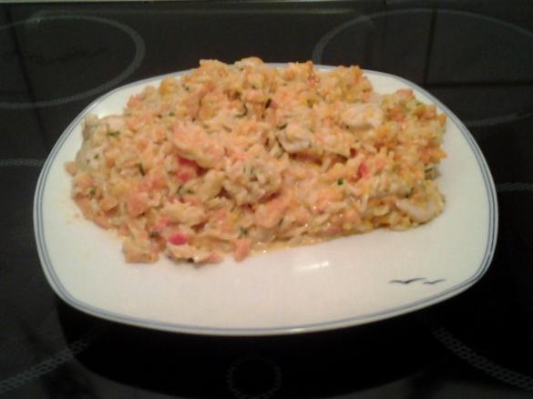 Variation Hähnchen mit Paprika-Möhren-Reis & Sauce