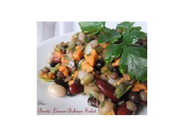 Bunte Linsen und Bohnen Salat