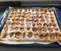 Pflaumenkuchen vom Blech mit Biskuitboden