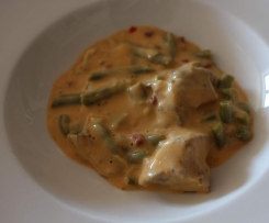 Geschnetzeltes mit Bohnen und Speck