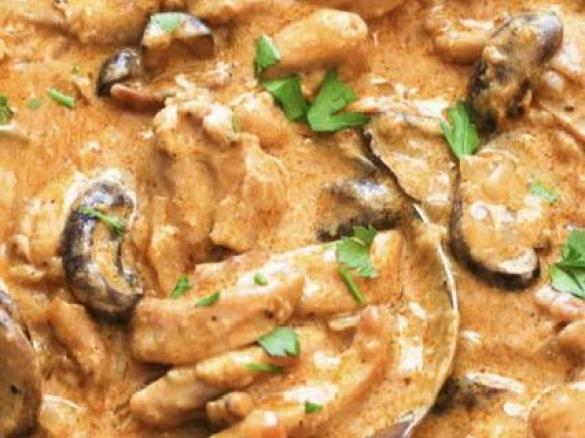 Variation Putengeschnetzeltes in Sahnesauce