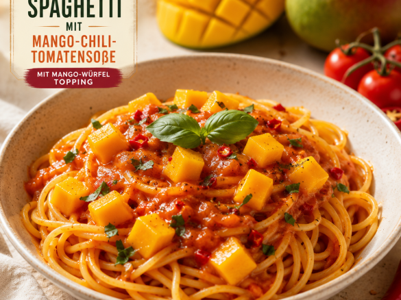 Mango Chili Tomatensoße zu Spaghetti