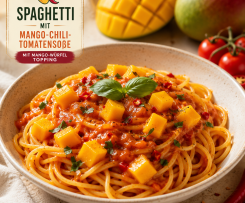 Mango Chili Tomatensoße zu Spaghetti