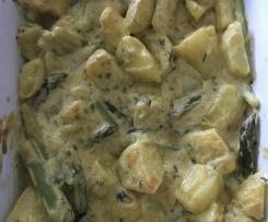 Kartoffel-Spargel-Bärlauch Auflauf