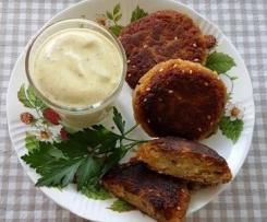 Linsen-Frikadellen mit Curry-Joghurt-Dip