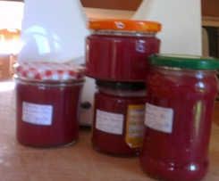 Pflaume-Weintrauben-Banane-Konfitüre mit Vanille