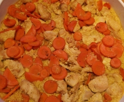 Couscous- Auflauf mit Möhre und Pute in Curry-Kokosnuss