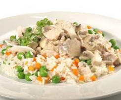 Hühnerfrikassee mit Gemüse und Reis (All-in-one) schnell & lecker