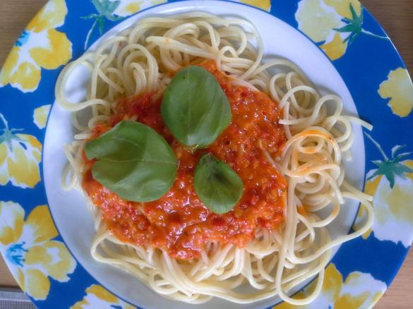 Tomaten - Avocado - Sauce mit Spaghetti