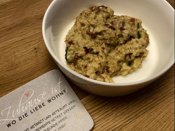 Risotto mit Pilzen, Zucchini und  Speckwürfeln