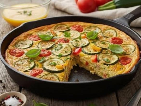 Zucchini-Frittata mit Tomaten und Paprika