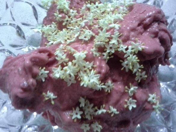 veganes Holunderblüten-Erdbeereis