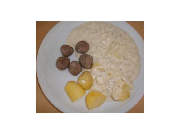 All-in-one Putenbratwurst-Bällchen mit Kartoffeln & Rahmkohlrabi