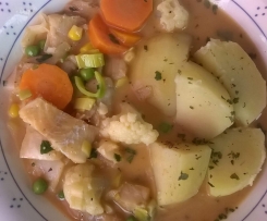 Fischpfanne mit Gemüse, all-in-one