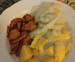 Variation Kohlrabigemüse mit Kartoffeln und heller Soße (vegan)