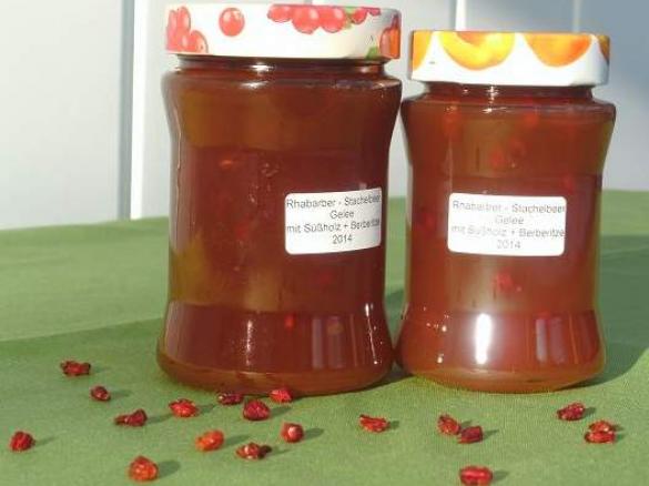 Rhabarber Stachelbeer Gelee mit Süßholz+Berberitze