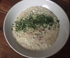 Risotto mit Frischkäse und Speck