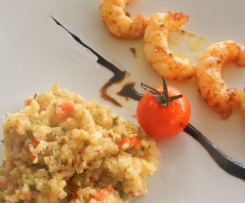Orangen-Cava-Risotto mit Garnelen