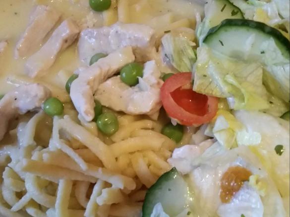 Putengeschnetzeltes in Sahnesoße