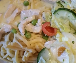 Putengeschnetzeltes in Sahnesoße