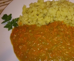 Linsen mit Spätzle vegan