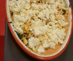 Spätzle Hähnchenauflauf mit Feta und Spinat