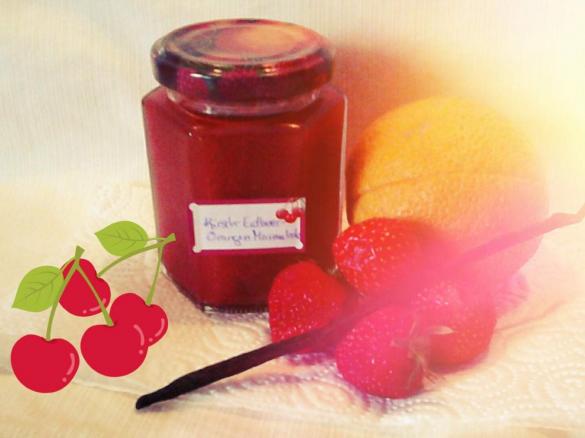 Kirsch-Erdbeer-Orangen-Marmelade mit Vanille