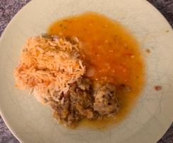 Fischfilet unter Gemüse-Käsehaube mit Reis