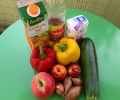 Zucchini-Chutney mit Apfel und Pfirsich