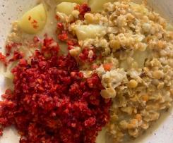veganes Linsenrisotto mit Kokosmilch und Rote-Bete-Karotten-Mix