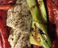 gedünstetes Balsamico Gemüse mit Limetten Seelachs  - HCG Diätphase