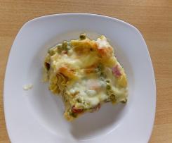 Tortelliniauflauf mit Erbsen & Kochschinken