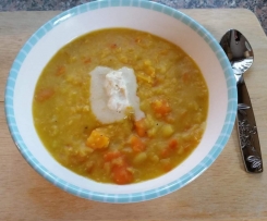 Linsen-Curry-Suppe mit Kokossahne