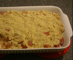 Rhabarber-Crumble mit Vanille-Eis