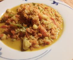Scharfes Blumenkohl-Curry mit Cashews oder Mandeln