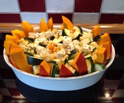 Gebackener Kürbis mit Zucchini und Feta