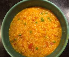 Kürbisrisotto mit Erbsen und Chorizo